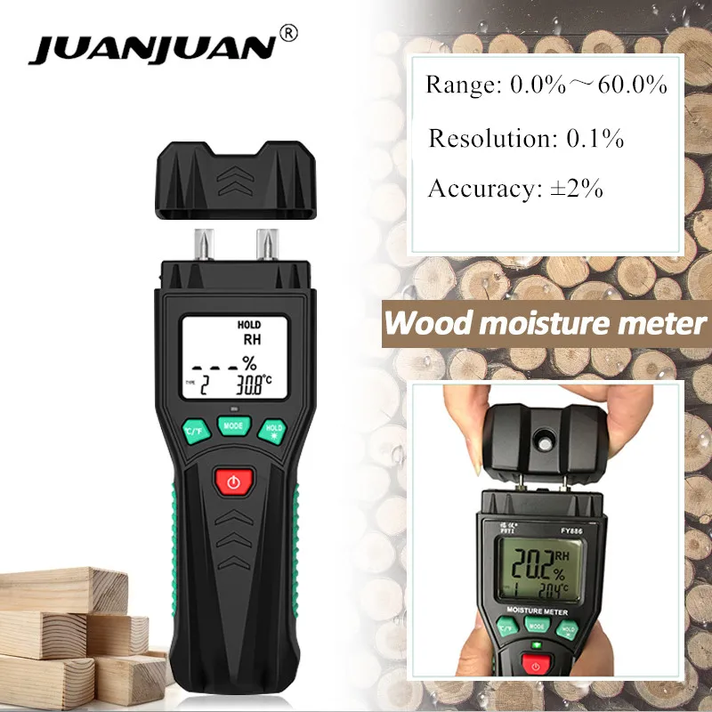 

FY886 Digital Wood Moisture Meter Two Pins 7 Categories Materials Humidity Tester Timber Damp Detector Moisture meter For Wood