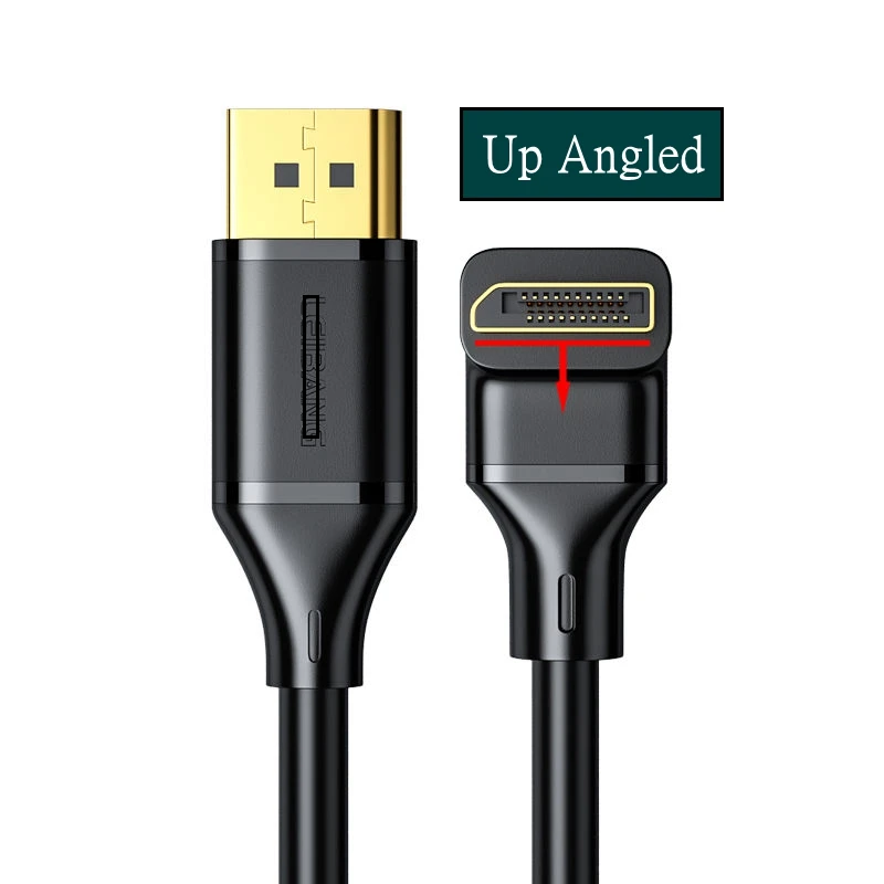 Displayport 1.4 cable 90-degree Angled Displayport cable 144Hz/4K 8K/60Hz Displayport male to Displayport 1.4 male cable 1M 3M