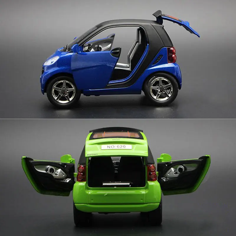 Mini Smart Alloy Car Model Simulation Alloy Sound and Light Pull Back Door Toy Vehicles Diecast Model Cars-Toy For Kids