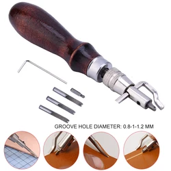 7 in 1 Sewing Groover Set Adjustable Sewing Leather Groover Set Swappable Bits Stitching Punch Tools for Leather Edge Stitching