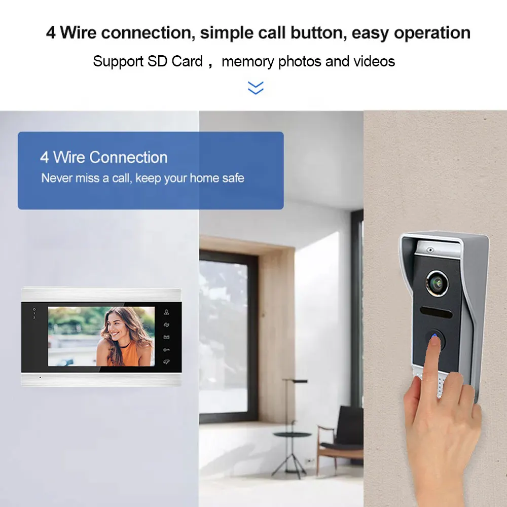 New Tuya Smart Home Video Intercom System 7 Inches Wireless WiFi Video Door Phone with 1080P/AHD 110° Wired Doorbell Camera