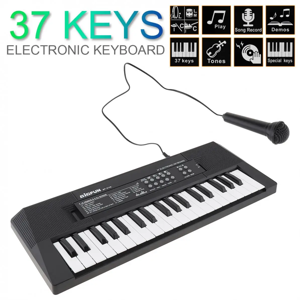 37 Keys Electronic Keyboard Piano Digital Music Key Board with Microphone Children Gift Wonderful Musical Enlightenment