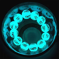 Natural Green Luminous Stone Glowing In The Dark Buddhist scripture Buddhism Prayer Charm Rosary Bracelet For Women Yoga Jewelry