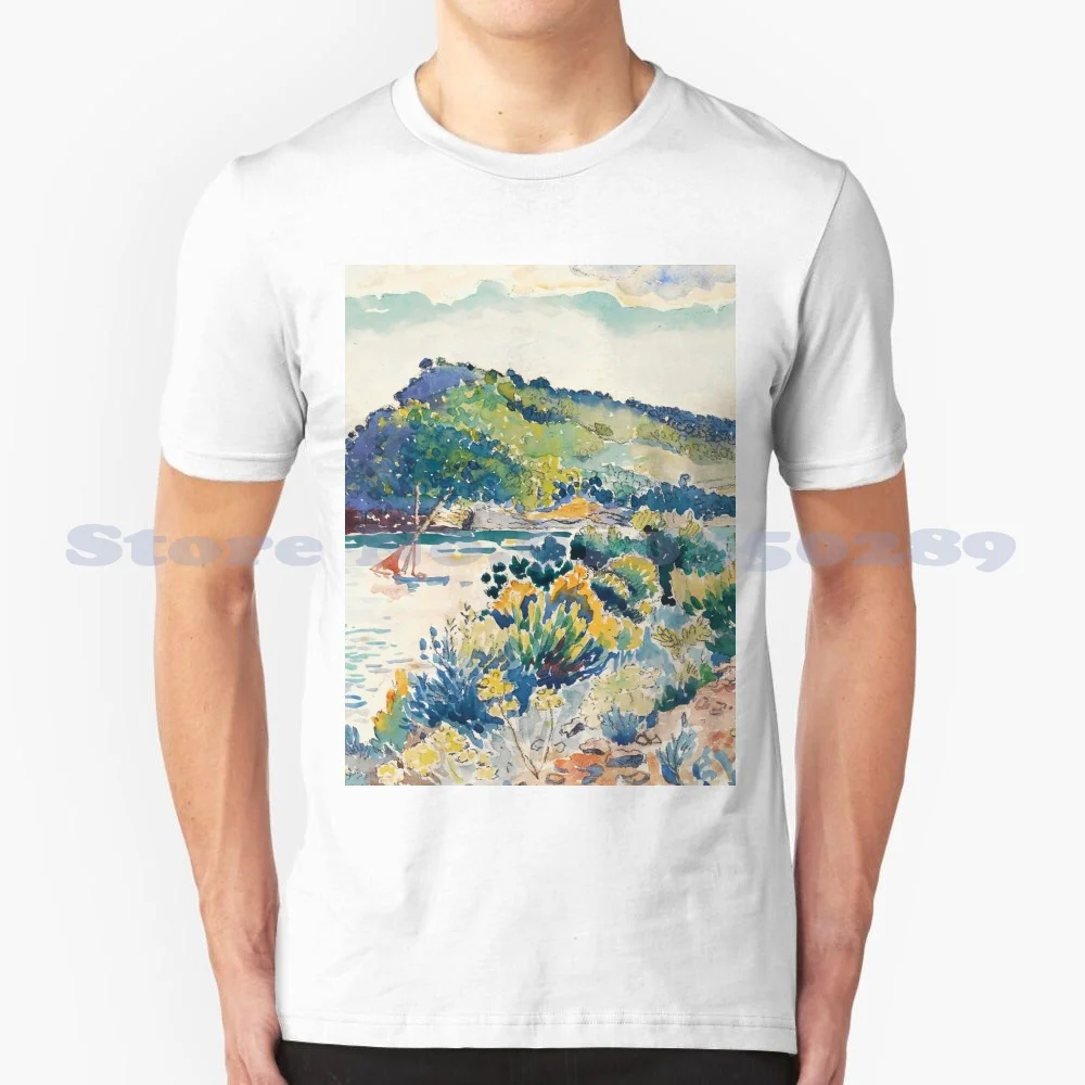 Henri Edmond Cross Étude Pour Le Cap Nègre 100% Cotton T-Shirt Landscapes Sea Coast Beach Neo Impressionist Henri Edmond Cross