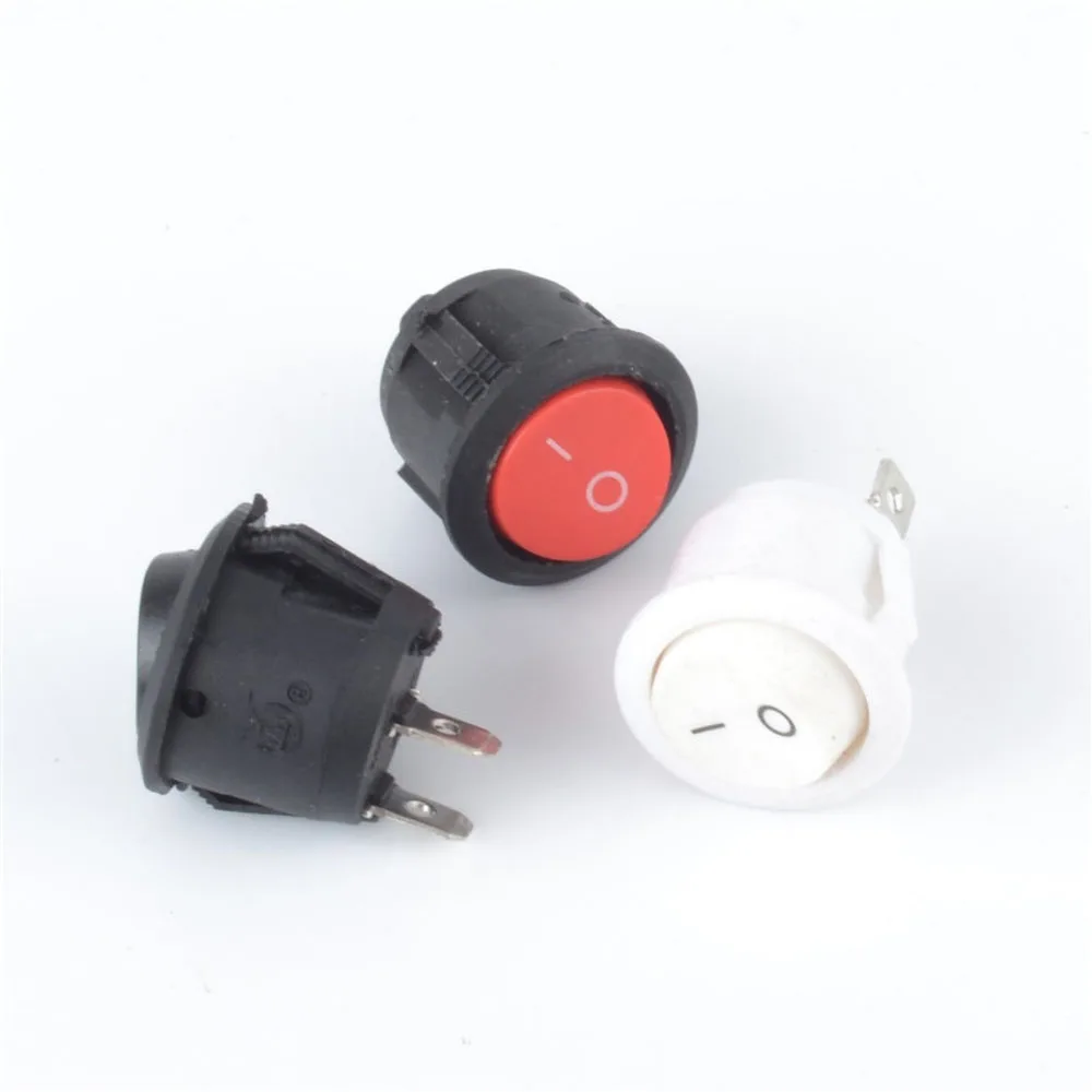 220V AC Rocker Switch ON/OFF 2 Position 2 Pins Toggle Switch Push Button Power Switch Red Black White