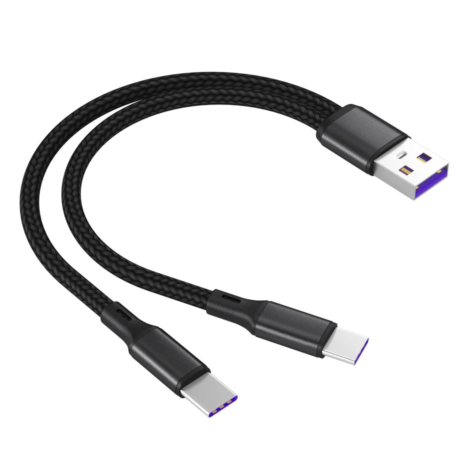 1m 2-in-1 Data Cable Type C Micro Fast Charging Cable Y Splitter 5A Fast Charging Cable for Samsung Huawei Xiaomi Wire Cords