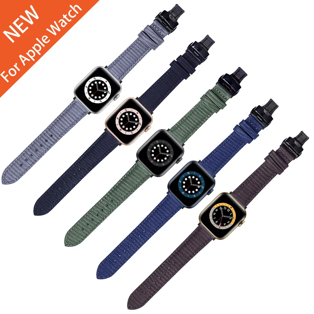 

For Apple Watch Bracelet Band Series 6 SE 5 3 Smartwatch Band Strap For iWatch 44mm 42mm 40mm 38mm Canvas Nylon correa Watchband