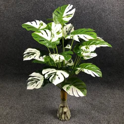 95cm 24 Forks Tropical Monstera Large Artificial Plants Fake Palm Tree Branch White Plastic Turtle Leafs For Home Garden Decor