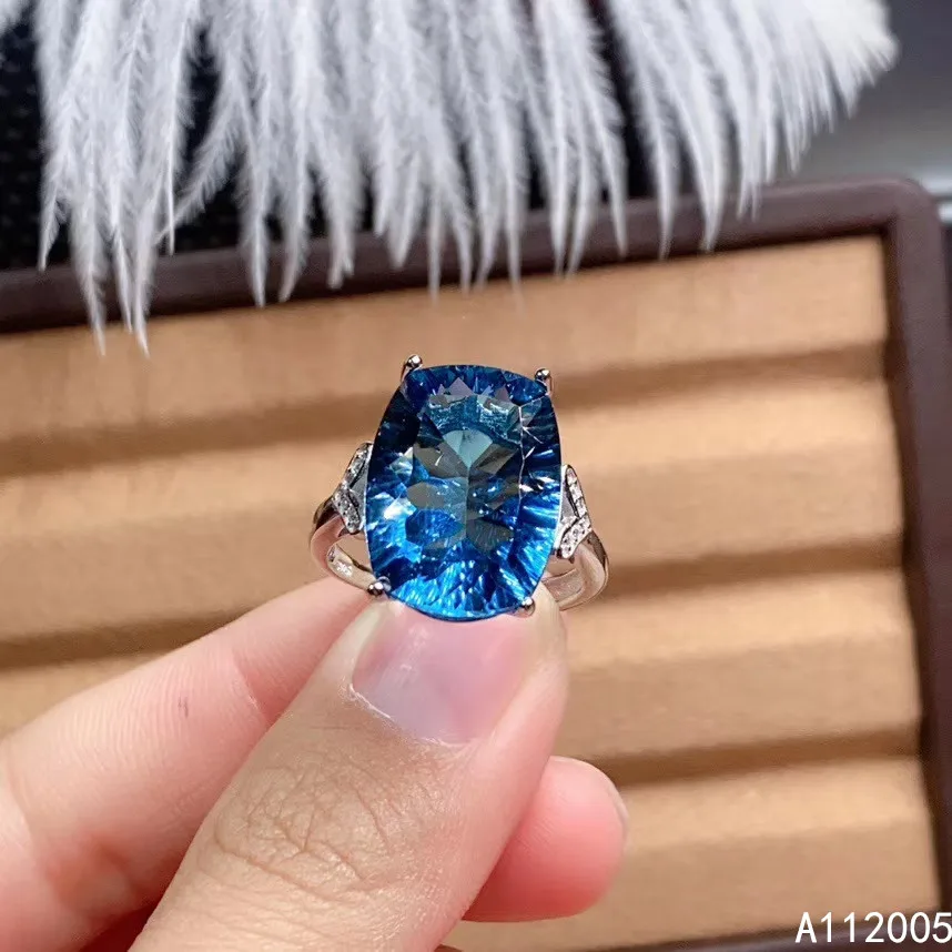 

KJJEAXCMY fine Exquisite jewelry 925 sterling silver inlaid natural blue topaz gemstone new woman Female ring Support test