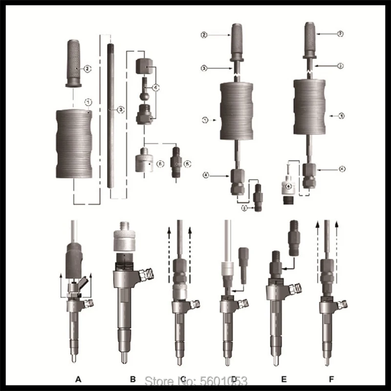 Common Rail Injector Extractor Diesel Puller Set Injection Tool Kit Carbon Steel   