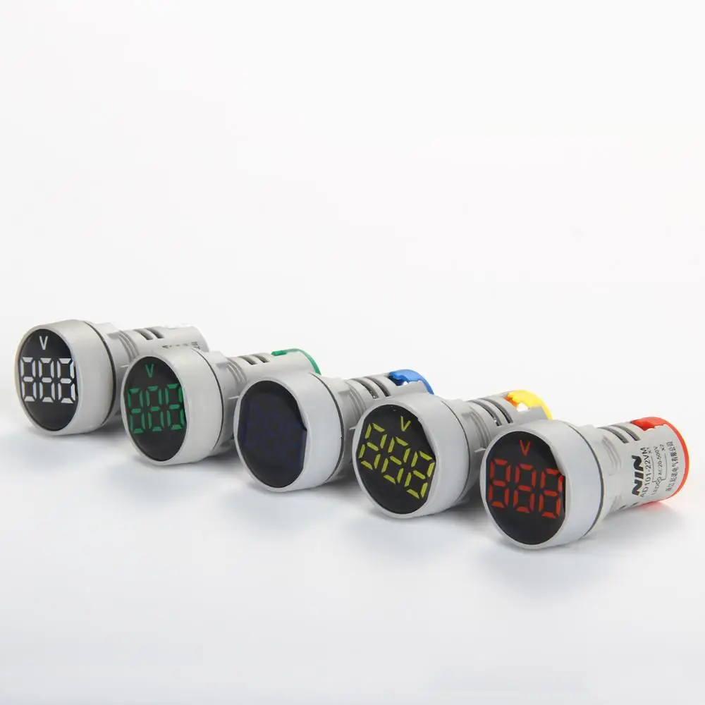 1 pz AD101-22VM Round Crystal Film voltmetro digitale indicatore luminoso di segnalazione LED Highlight apertura 22mm AD16-22DSV