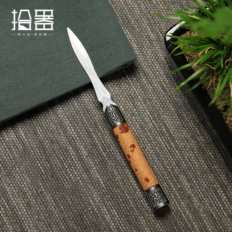 Yunfei bamboo Damascus steel Pu'er tea cake tea knife tea needle tea cone prying tea tool tea ceremony accessories tea set