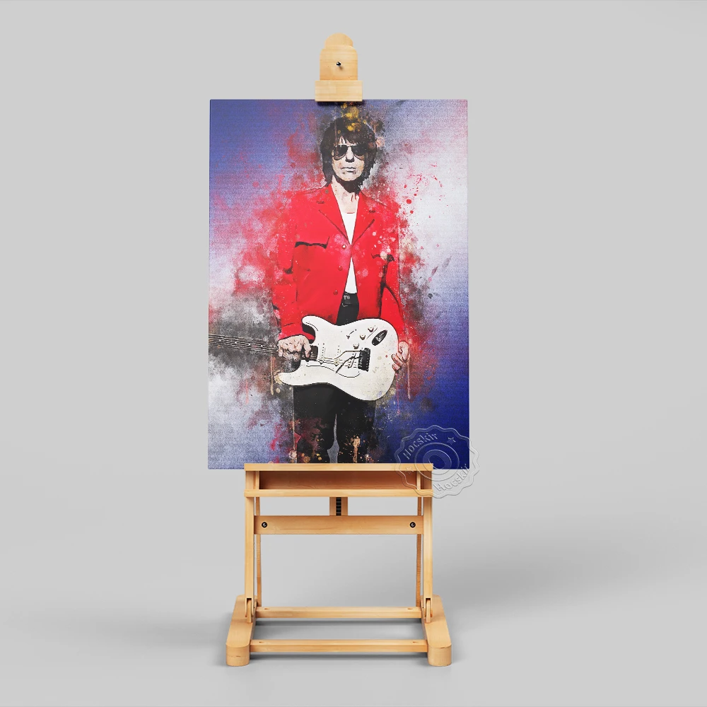 Watercolour Jeff Beck Guitarist Poster, British Rock Fans Collection Prints Poster, Vintage Art Portrait Painting Home Art Decor