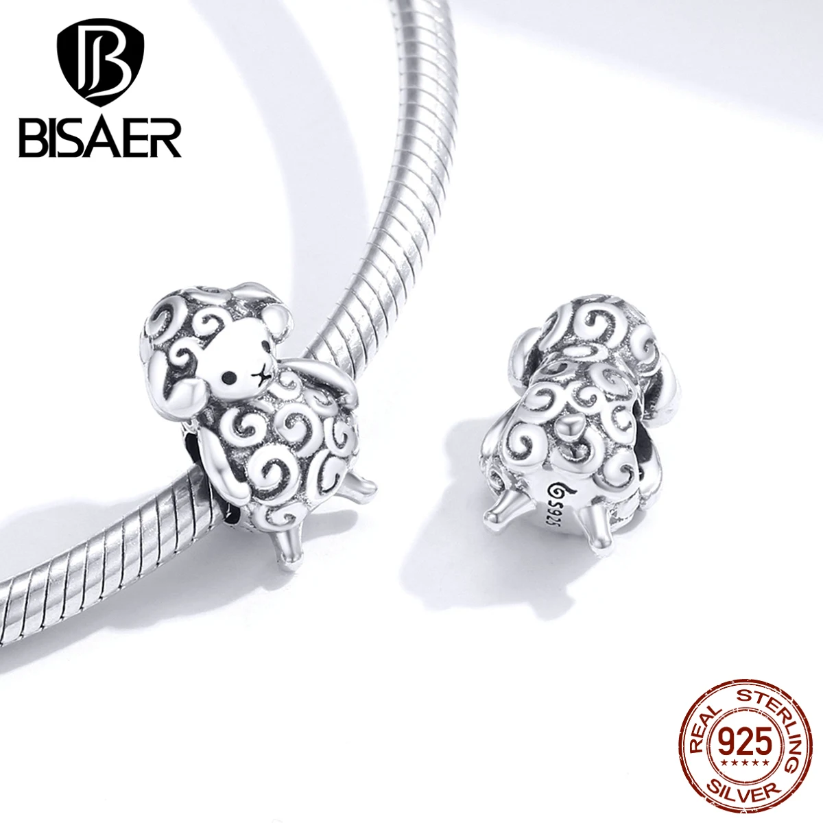 Sheep Charms BISAER 925 Sterling Silver Be Unique The Sheep Beads Charms Original Silver 925 For Jewelry Making EFC187