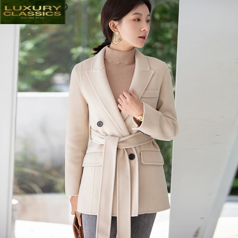 

Wool Spring Autumn 100% Coat Female Elegant Ladies Vintage Woolen Jacket Women Abrigo Mujer 2021 Korean Blend Coats 8891