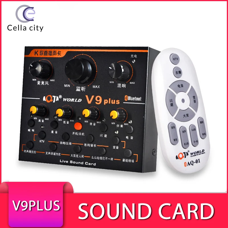 

CELLA CITY Bluetooth External Sound Card Professional Live Streaming Microphone Computer Mobile Phone Universal Audio Interface