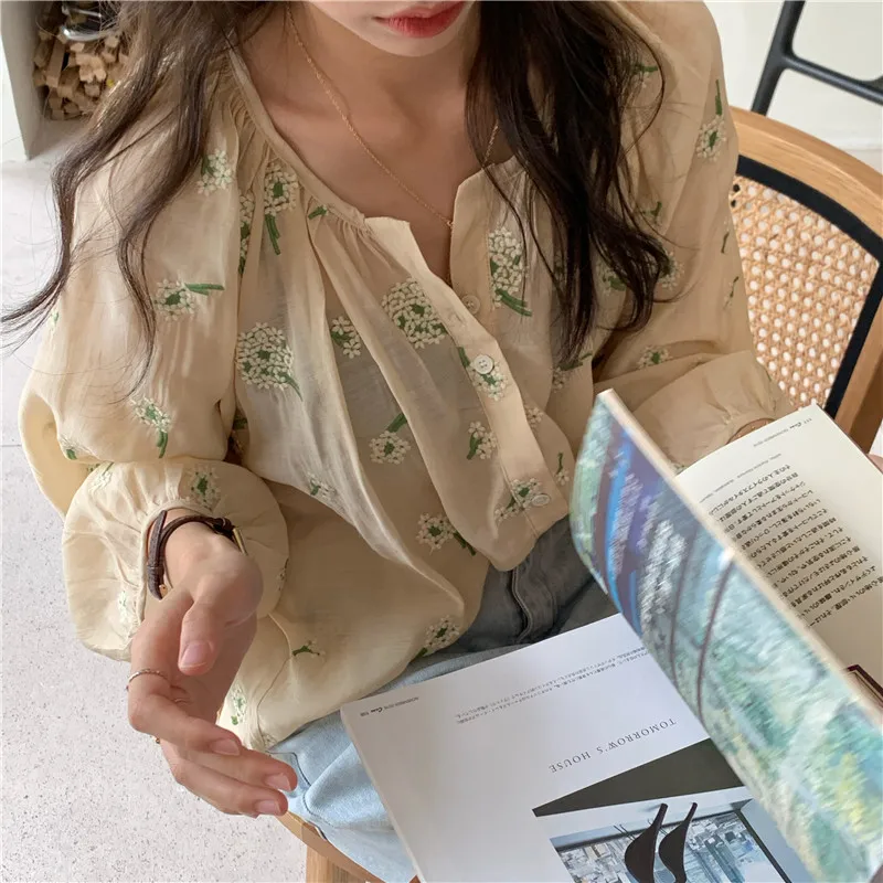 New Spring Vintage Print Shirt Female Oversize Tops Women Long Sleeve Girls Blouse Summer New Women Blouses Femme Blusas