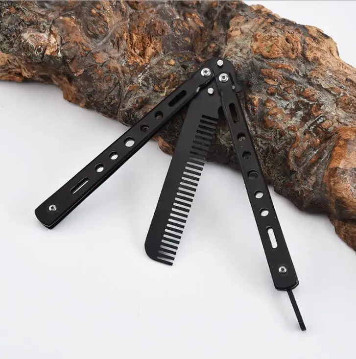 

Тренировочный нож-бабочка из нержавеющей стали, щетки для бороды, усов, парикмахерский инструмент для укладки