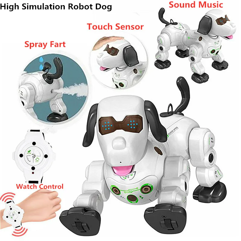 2.4G Remote Control Smart Robot Dog Intelligent Talking Speaking Touch Sensor Dog With Music Eye Flash Light Spray Fart Pet Toy