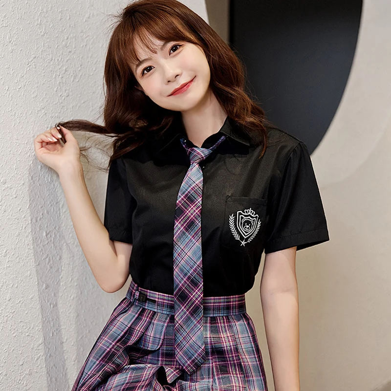 JK Uniform Bluse Sommer 2021 Frauen Shirt Damen Schuluniform Shirt Nette Bluse Bestickt Bär Hemd Student Uniform