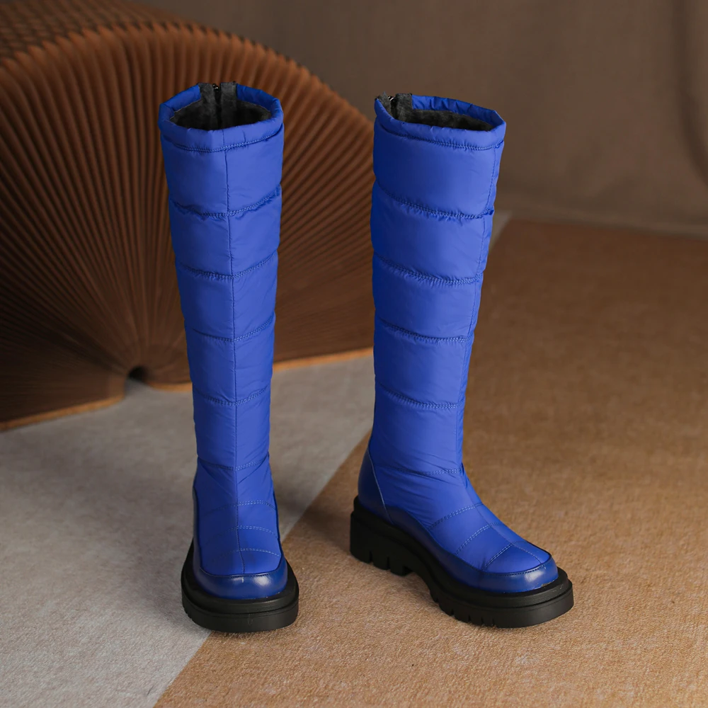 Nuove scarpe invernali con plateau da donna stivali alti al ginocchio da donna di design antiscivolo impermeabili stivali da neve con tacco grosso