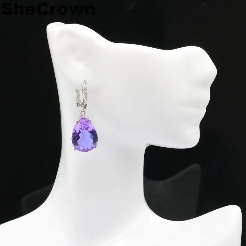 Buy 5 Get 1 Free Alexandrite Topaz 18x13mm Silver Earrings for Women Created Color Changing Pendant