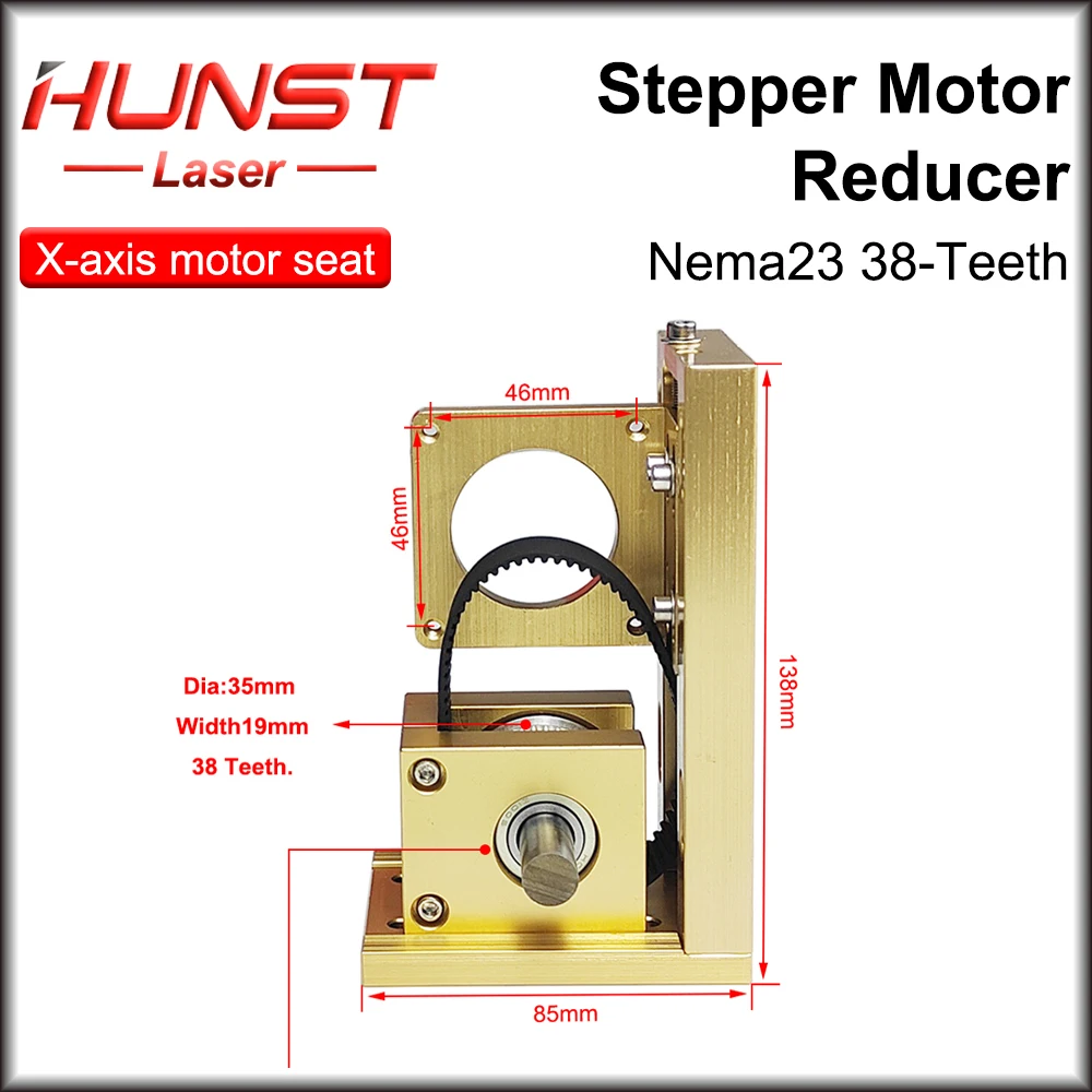 Hunst Stepper Motor Reducer Nema23 38-Teeth for CO2 Laser Cutting and Engraving Machine (X Y-axis Motor Seat）