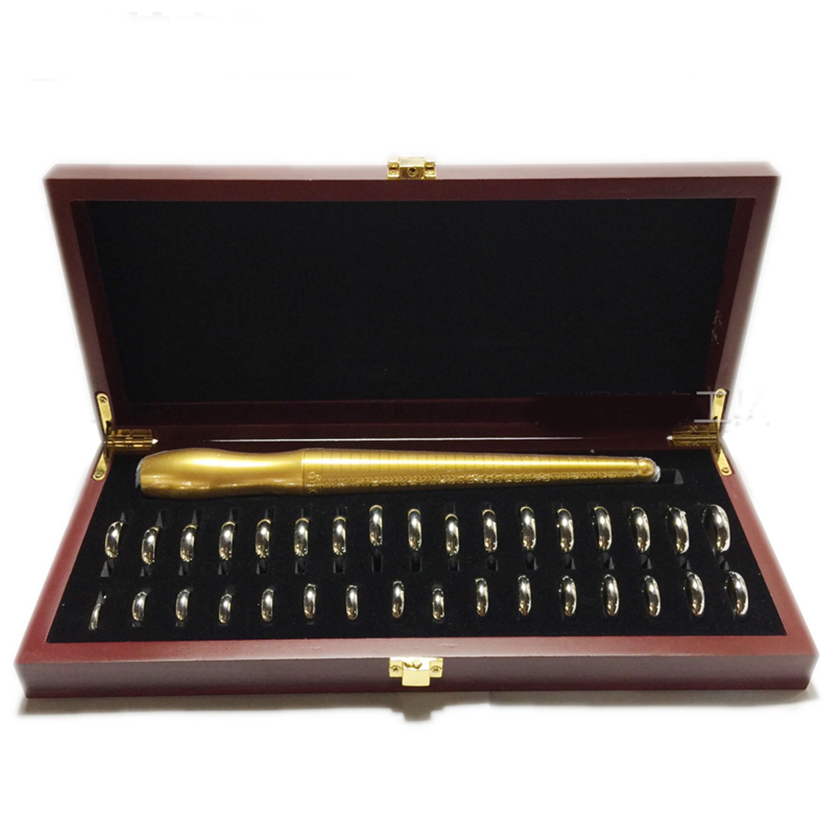 Finger Ring Size Measurement Kit Brass Mandrel Stick Finger Gauge With Wooden Box Jewellery Tool