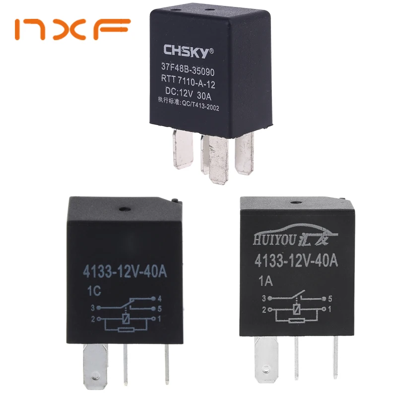 DC 12V 40A Automotive Relay Socket 4 Pin Electronic Relay for Car Automotive Relay