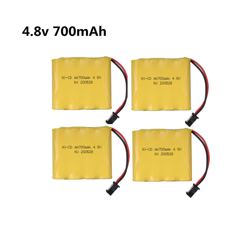 Rechargeable 4.8V 700mAh Ni-Cd AA Battery Pack For RC Toys Electric Car Boat Gun Spare Parts SM-2P Plug Nicd  4.8 V Volt Bateria