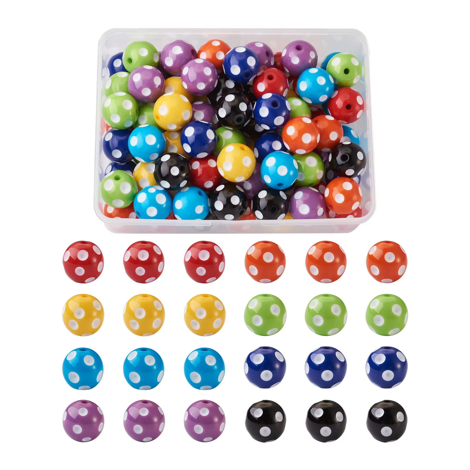 

1 Box Chunky Bubblegum Beads Polka Dot Acrylic Resin Loose Beads for Kids Bracelet Necklace DIY Jewelry Making 12/14/16/18/20mm