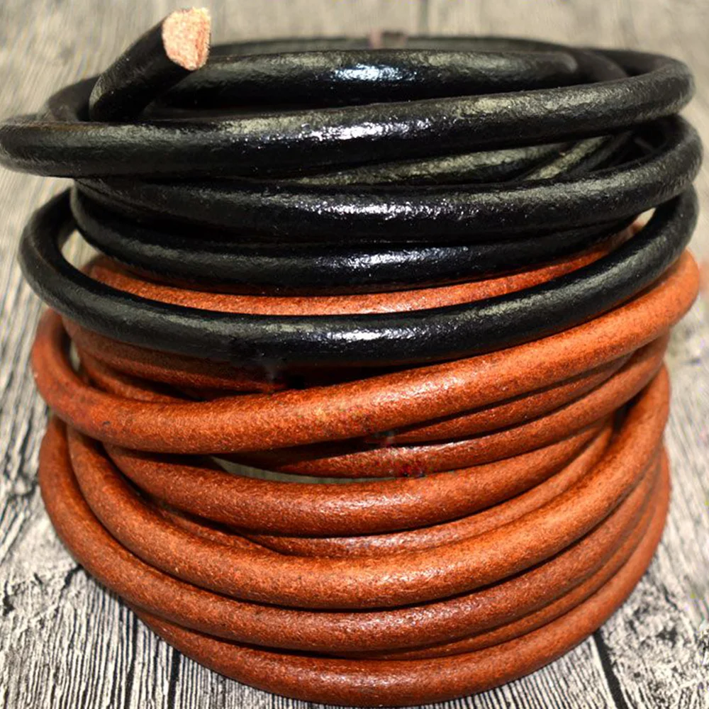 MADALENA SARARA 50m/lot Genuine Leather Top Cow Leather Cord Rope 1mm,1.5MM,2mm,3MM,4mm,5MM,6mm,7mm,8mm,9mm,10mm For Diy Making