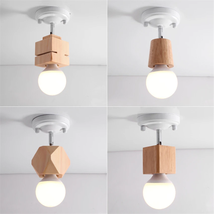 Nordic Modern Rotating Solid Wood Ceiling Lights Living Room Bedroom Bookcase Corridor Wall Ceiling Lamps Mirror Light Fixtures