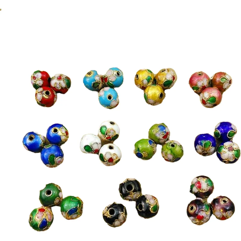 50pcs Colorful Cloisonne Filigree Enamel Loose Bead 6-12mm DIY Jewellery Making Earrings Necklace Bracelet Accessories Wholesale