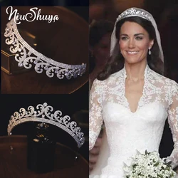 NiuShuya Gorgeous Cubic Zirconia Wave Wedding Bridal Princess Diana Tiara Crown Diadem Women Hair Jewelry Accessories