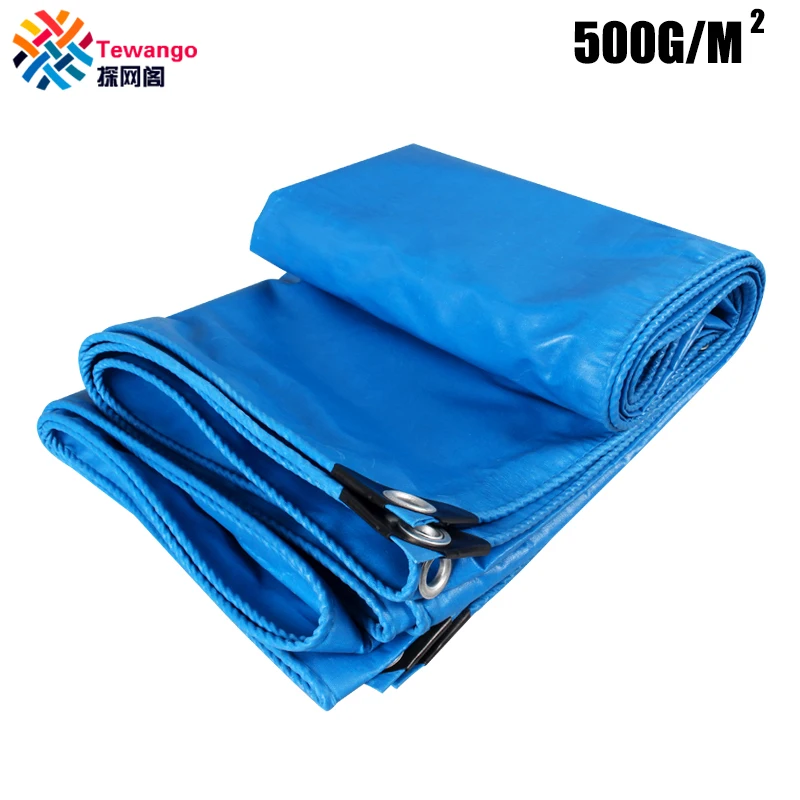 

500gsm Heavy Duty Waterproof Tarpaulin 0.4mm Thicken Soft Blue Tarp Poly Tent Canopy Cover Camping Ground Sheet With Grommets