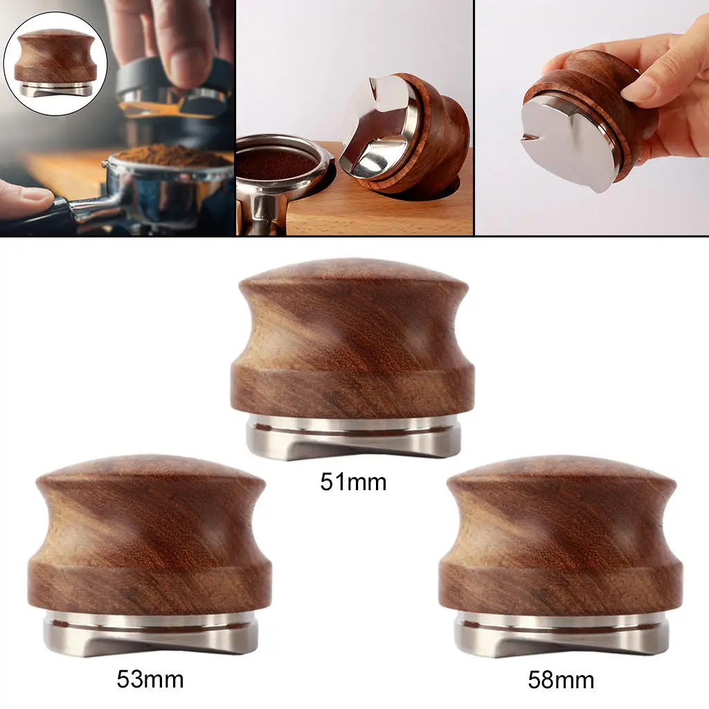 กาแฟจำหน่ายกาแฟ Tamper Leveler ค้อนสามมุมสีเหลือง Rosewood ปรับได้สำหรับกาแฟ
