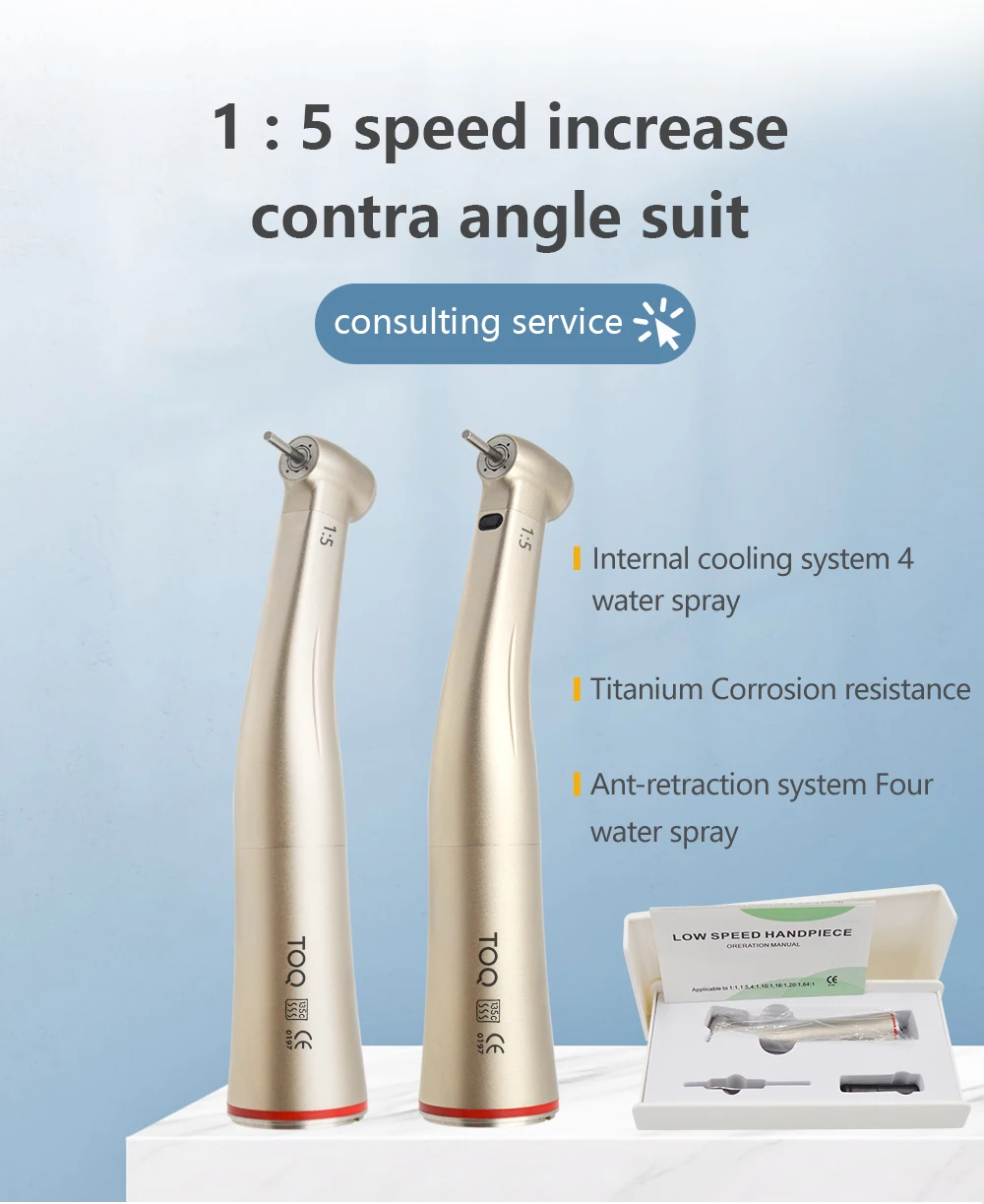 Ti Max Z95l Contra Angle Dental 1:5 Increasing Speed Handpiece Against Contra Angle Led Optic Fiber Quattro Spray Red Rings