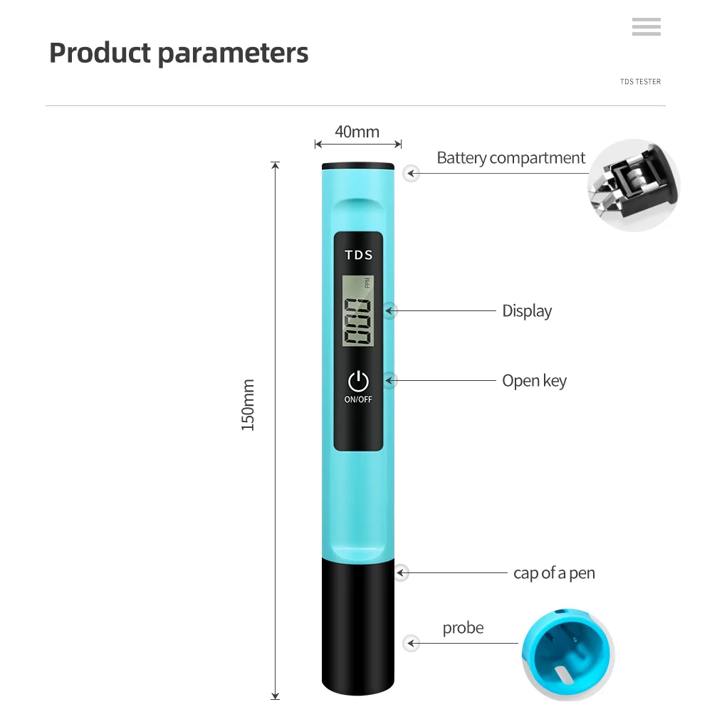 Hydroponics Ph Meter Tester Tds Meter PPM Water Drinking Quality Analyzer Monitor Filter Rapid Test Aquarium Hydroponics Pools