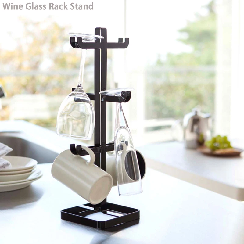 

Wine Glass Rack Stand Storage Holder Kitchen Multifunctional Drain Shelf Tea Coffee Cup Hanger Bar Goblet Stemware Storage Racks