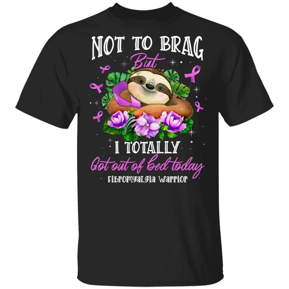 HX Cartoon Raccoon T-shirt 3D Graphic Not To Brag But I Totally Got Out of Bed Today Fibromyalgia Warrior T-Shirt Funny Tees