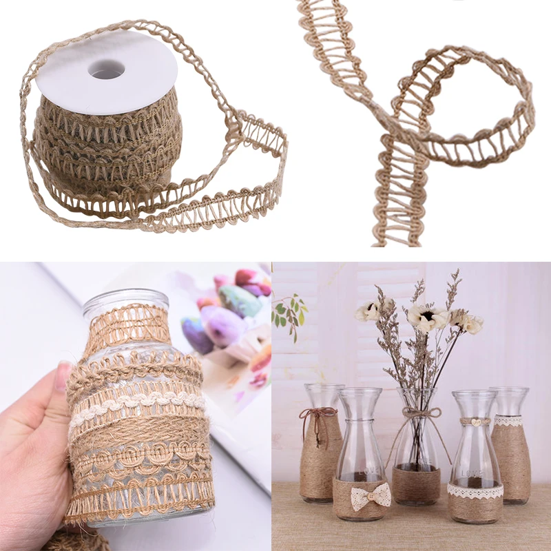 5-10m Natural Vintage Hand Weaving Burlap Jute Cord Hemp Rope Gift Packing String Knitting Twine DIY Home Party Decor Supplies