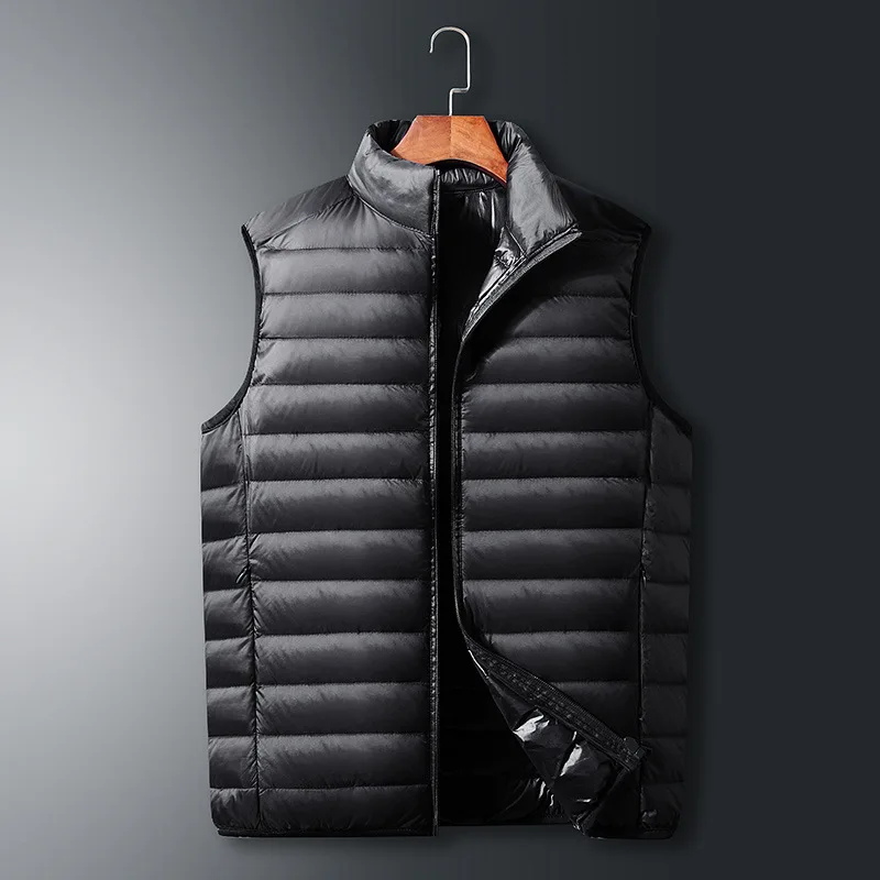 Aiwetin Mens Jacket Sleeveless Vest Winter Fashion Male Cotton-Padded Vest Coats Men Stand Collar Thicken Waistcoats Clothing