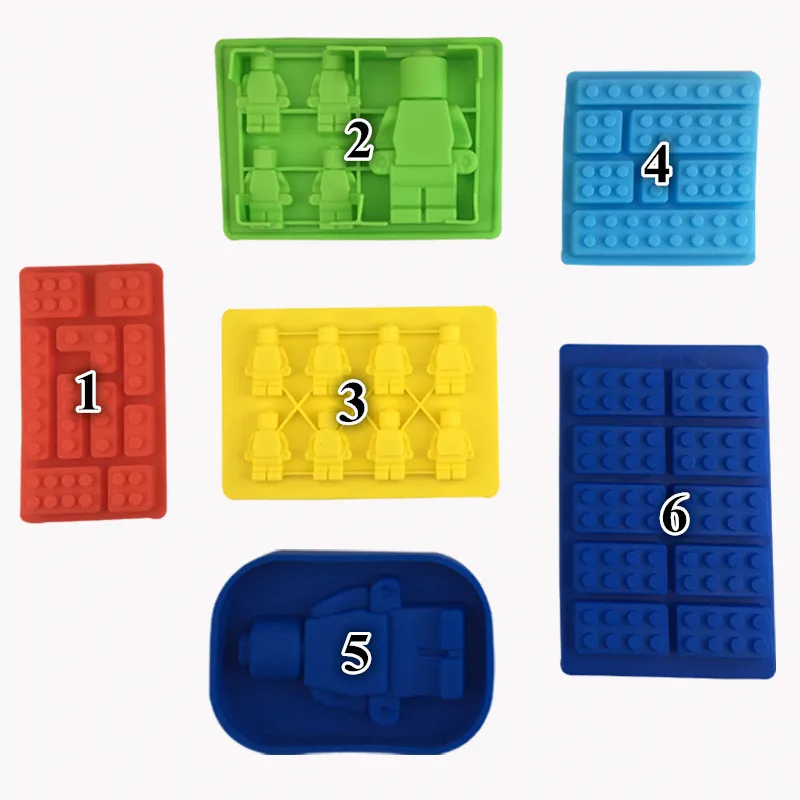 1 Piece Silicone Building Blocks Robot 3D DIY Mold Chocolate Tray Jelly Brownie Dessert Pastries Mould Cake Decoration Tool