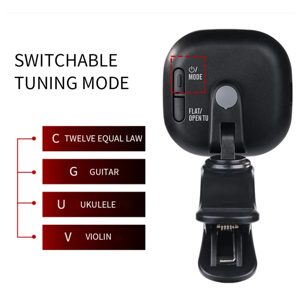 Electric Guitar Tuner Pedal Clip On Mini LCD Display USB Tuners Rechargeable For Chromatic Guitar Violin Ukulele