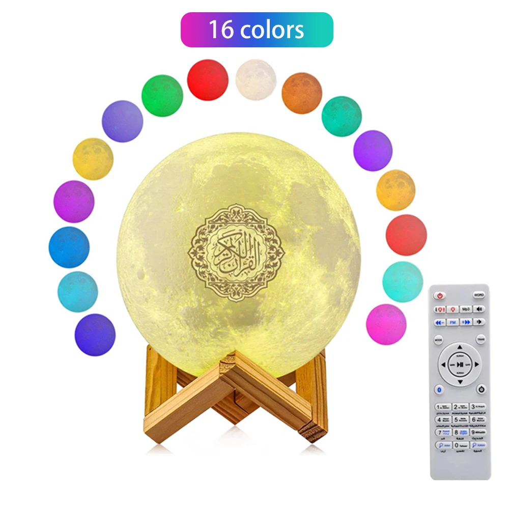 Quran Bluetooth Speakers Colorful Remote Control Small Moonlight LED Night Light Moon Lamp Moonlight Wireless Quran Speaker