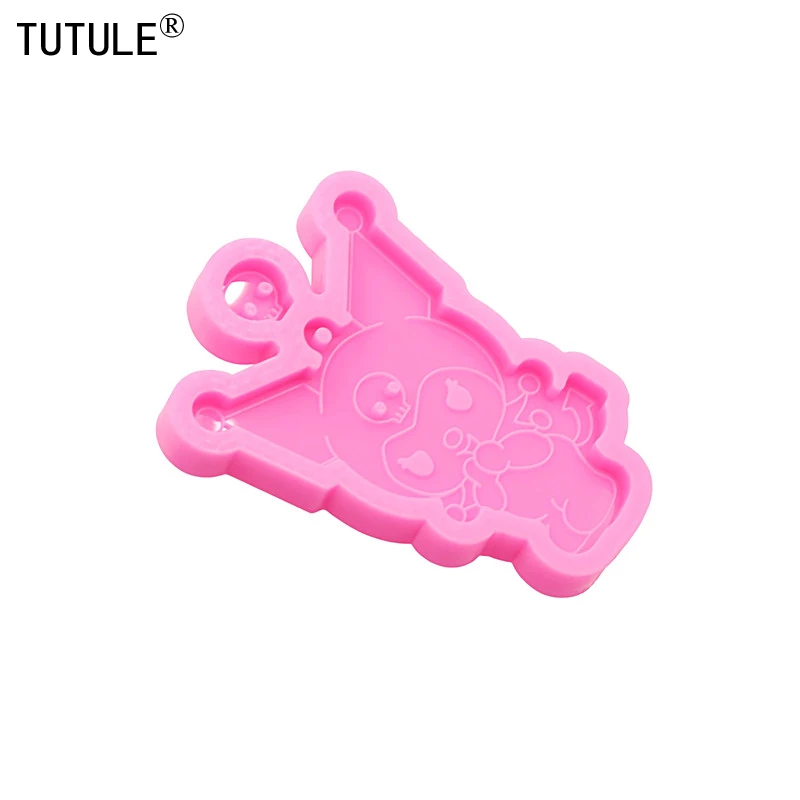 Shiny Keychain cartoon Earrings Resin Kawaii Character Flexible Mold Polymer Clay Resin Supplies Silicone Mold