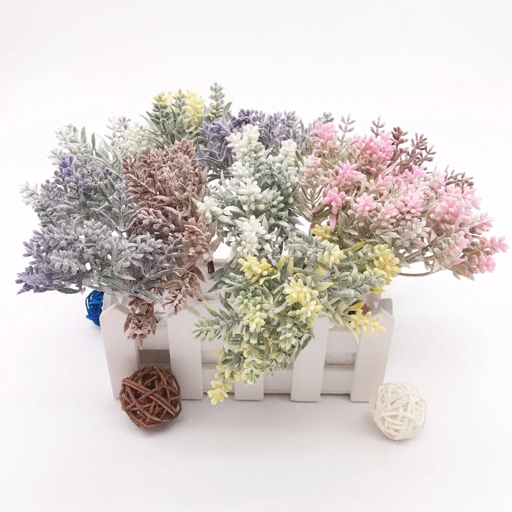 6pcs Mini Artificial Grass Plant Artificial Flowers for Wedding Christmas Decor DIY scrapbooking Wreath Fake flowers