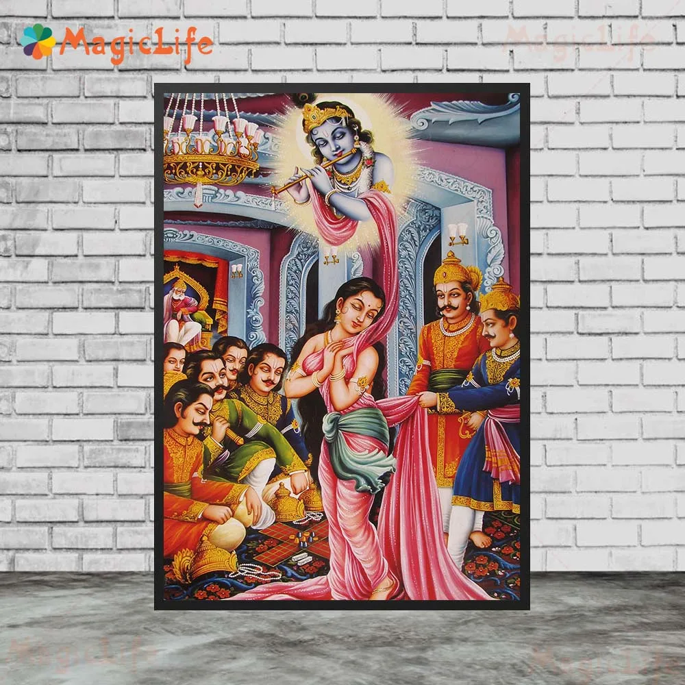 Vishnu, Brahma And Shiva Indian Gods Wall Art Canvas Painting Home Decoration Indian Hindu Devotional Vintage Poster And Prints