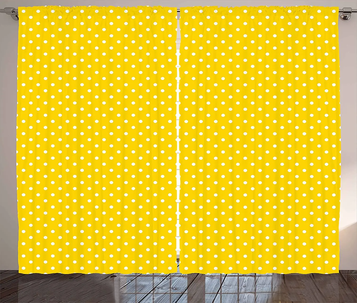 

Vintage Yellow Blackout Curtains Traditional Polka Dot Pattern Traditional European Spotty Retro Design Window Curtain